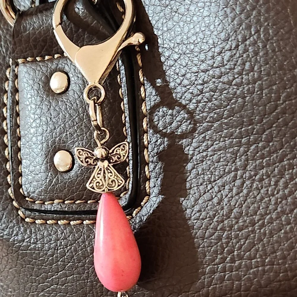 Hand Crafted Angel Purse Charm Granddaughter Personalized Charm Pink
